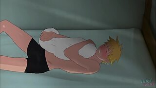 Naruto se masturba con su almohada mientras tiene un sueño erótico