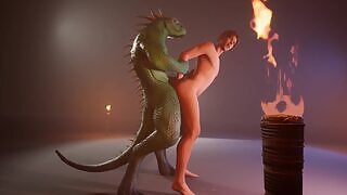 A hot stud gets fucked by a Scalie reptile