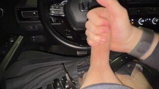 This cute guy masturbates in his car after a birthday party